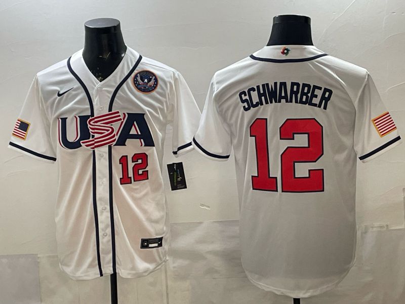 Men 2026 World Cub USA #12 Schwarber White Game Nike MLB Jersey style 007->->MLB Jersey